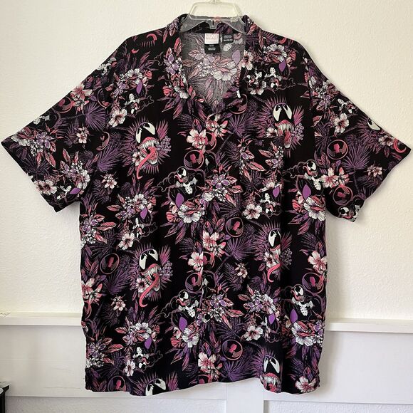 Marvel Venom Shirt Mens XXXL Hawaiian Short Sleeve Button Up All Over Print - Picture 1 of 7